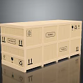 Stacked Wooden Shipping Crates With Fragile Labels And Recycling Symbols