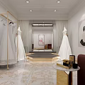 Bright Bridal Shop Interior With Wedding Dresses