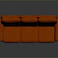 Classic Orange Three Seater Sofa With Wooden Legs And Upholstered Design