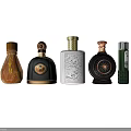 Luxury Alcohol Bottles Collection With Various Designs And Decorative Caps