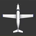 Small Private Aircraft with White Fuselage Blue Wings and Propeller