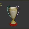 Shiny Silver Trophy With Dual Handles And Red Base For