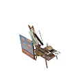 Colorful Art Supplies Collection with Paint Bottles Colored Pencils Brushes and Easels for Artists