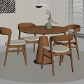Modern Dining Table and Chair Combination Round Table Dining Chair 3d model