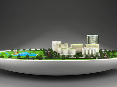 Professional Commercial Building Model Display Equipment With Green Lawn And Pool 3d model