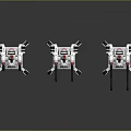 Advanced White And Red Drone Weapon Systems With Mechanical Arms And Gun Barrels