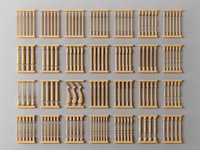 Wooden Railing 3d model