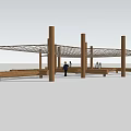 Outdoor Wooden Playground Climbing Equipment with Net Structure and Wooden Posts for Kids Activity