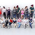 Diverse Group Of People Standing Sitting In Various Casual Attire Poses