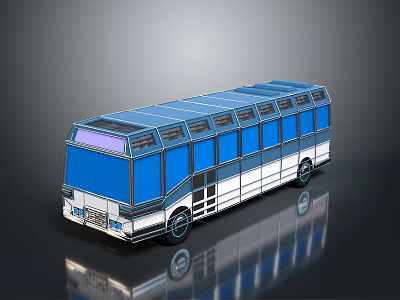 Modern Blue and White Bus with Sleek Design Multiple Windows and 3D Reflection 3d model