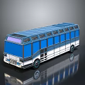 Modern Blue and White Bus with Sleek Design Multiple Windows and 3D Reflection 3d model