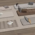 Decorative Floor Cushions With Pillows Books And Stuffed Toy On Wooden Floor