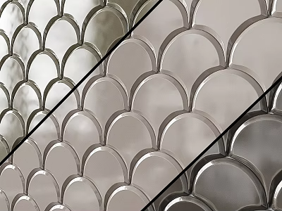 Modern Interior Wall Decor With Scale Like Pattern Metallic Circular Tiles 3d model