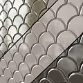 Modern Interior Wall Decor With Scale Like Pattern Metallic Circular Tiles 3d model