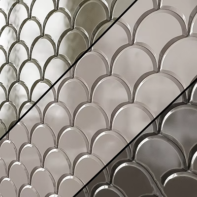 Modern Interior Wall Decor With Scale Like Pattern Metallic Circular Tiles 3d model