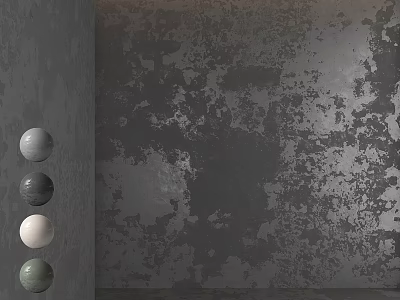 Decorative Spherical Components In Gray Dark Gray White Green Tones Against Textured Gray Black Wall 3d model