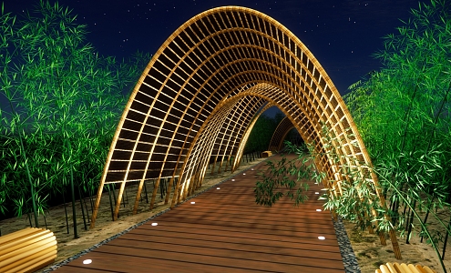 Bamboo Park Night Modern Night View 3d model