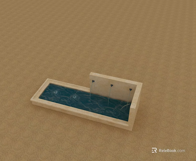Modern Swing Door Design With Beige Sink Black Faucets And Brown Floor 3d model 