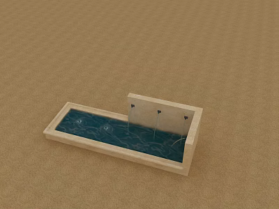 Modern Swing Door Design With Beige Sink Black Faucets And Brown Floor 3d model