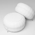 Modern Black And Blue Round Leather Sofa Stools With Stitched Design
