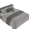 Modern Double Bed With Green And Brown Headboards Gray Velvet Bedding And Pillows