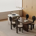 Middle Ancient Style Island Table Dining Table and Chair Combination 3d model