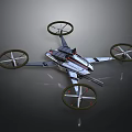 Futuristic Drone With Four Rotors And Sleek Metallic Airframe Design