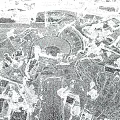 Urban Building Complex with Red Roofs and Central Circular Square in Aerial View