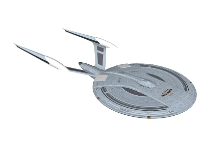 Futuristic Sci Fi Starship With Disc Shaped Hull And Curved Wings Design 3d model