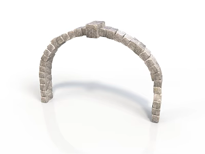 Stone Arch Building Element With Gray Stone Blocks And Architectural Design 3d model