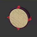 Useful Circular Household Item With Black Rim Red Grid Pattern And Four Red Fasteners