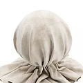 Beige Fabric Component with Dome Shaped Top and Pleated Knotted Bottom Design 3d model