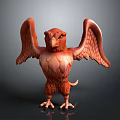 Mythical Red Eagle Headed Creature 3D Sculpture Standing With Spread Wings 3d model