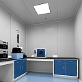 Organized Specialty Store Interior With Blue Shelves White Walls And Ceiling Lights