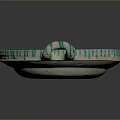 Handcrafted Ceramic Sculpted Tray With Green White Striped Swirled Patterns And Two Handles