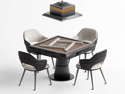 Stylish Modern Entertainment Table With Square Top Four Chairs And Sturdy Base 3d model