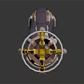 Futuristic Mechanical Weapon With Multiple Spikes And Yellow Silver Metallic Structure 3d model