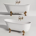 Elegant White Bathtub With Gold Decorative Feet And Faucet For Modern Bathroom