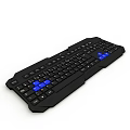 Black Computer Keyboard With Blue Function Keys And Standard Layout Design 3d model