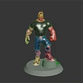 Red Haired Muscular Male Character 3D Model Wearing Black T-Shirt Blue Shorts Gray Sneakers