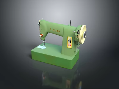 Sewing Machine Retro Machinery Equipment Wooden Base Metal Fabric History Craft Household Appliances Tools Industrial Industrial Equipment 3d model