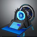 Advanced Sci-Fi Equipment With Circular Structure Blue Spiral Core Illuminated Steps And Glowing Platform 3d model
