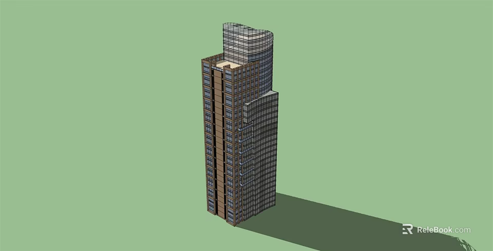 Modern Tall Office Building Exterior Design With Glass Curtain Wall And Multiple Floors 3d model 