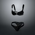 Elegant Black Lace Lingerie Set With Delicate Bra And Panties Design