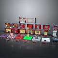Colorful Building Block Model Structures With Red Green Gray Components And Various Shapes