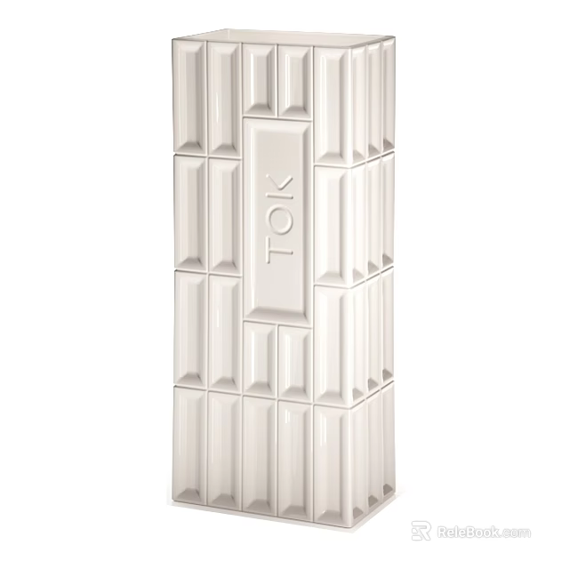 White Geometric Pattern Vase with TOK Lettering for Decorative Flower Arrangements 3d model 