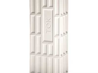 White Geometric Pattern Vase with TOK Lettering for Decorative Flower Arrangements 3d model