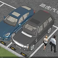 Land Rover Cars Parked In Parking Lot With People Walking Nearby Exterior View