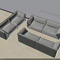 Modern Double Sofa 3D Model With Gray Fabric And Contemporary Stylish Design 3d model