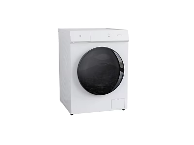 Sleek White Modern Washing Machine With Front Load Design And Black Door 3d model